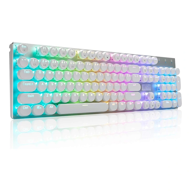 Papan Kekunci RGB Mekanikal Mesin Taip Berwayar 104 Kekunci