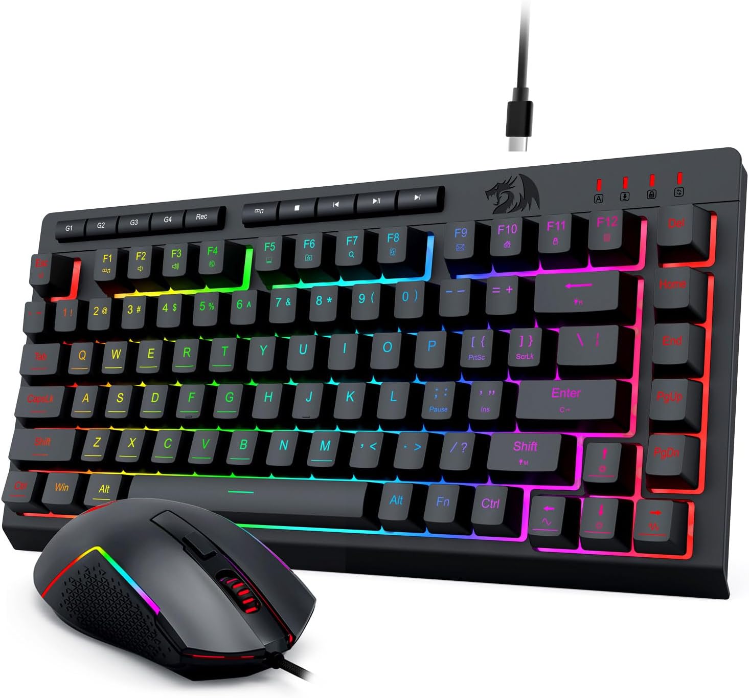 Black S155 RGB Backlit Wired Gaming Keyboard dan Mouse Combo