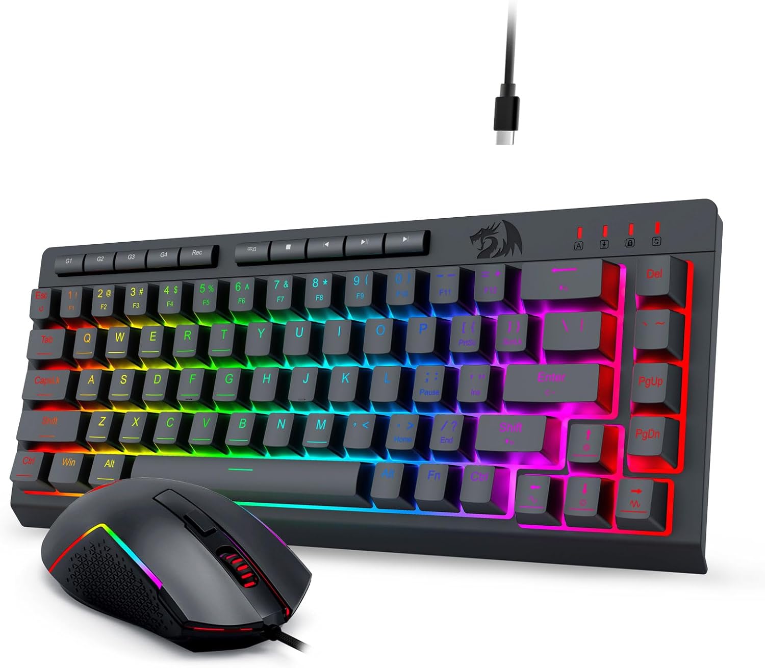Black S157 RGB Backlit Wired Gaming Keyboard dan Mouse Combo