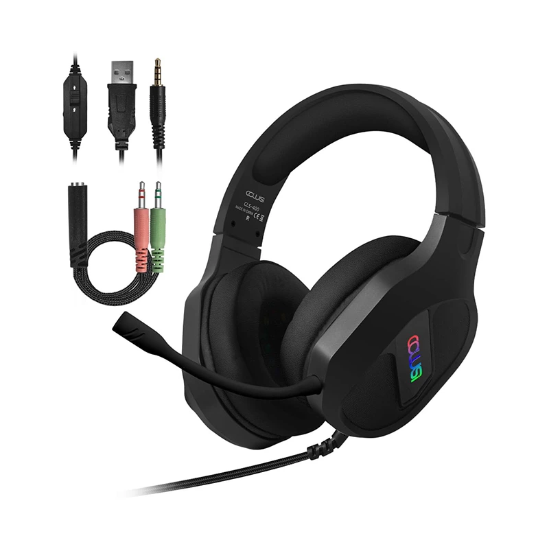 Set Kepala Permainan 3.5mm RGB Berwayar Boleh Laras