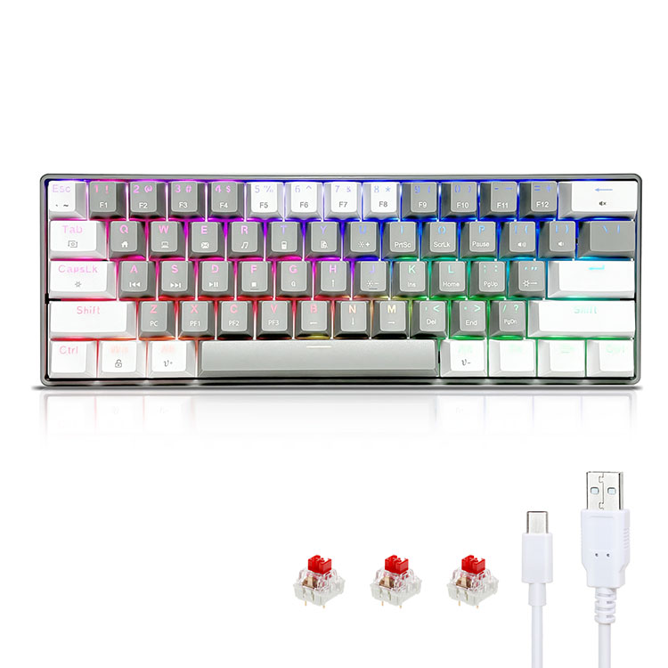 Papan Kekunci Permainan Mekanikal RGB 60% Mudah Alih