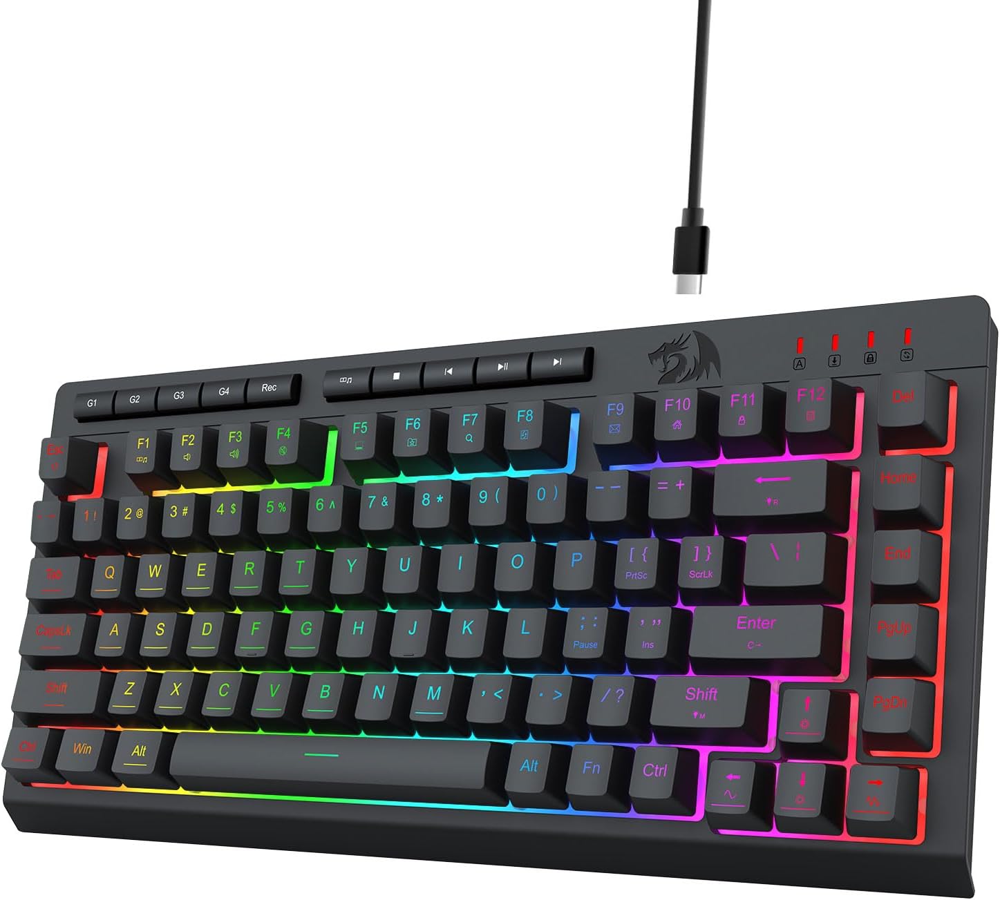 Black K524 WIRED GAMING RGB Backlit, Papan Kekunci 75%